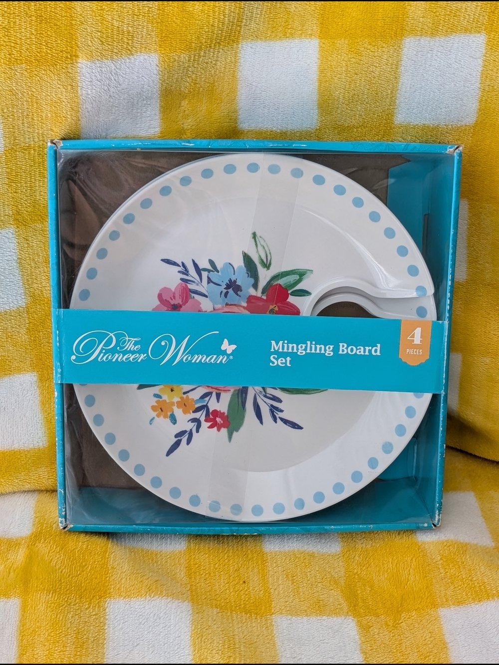 The Pioneer Woman Mingling Board Set - White with Blue Floral Accent